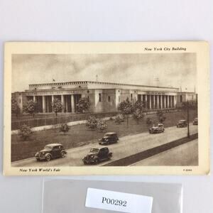 1939 New York World's Fair Postcard City Building Unposted Cars Sepia Photo